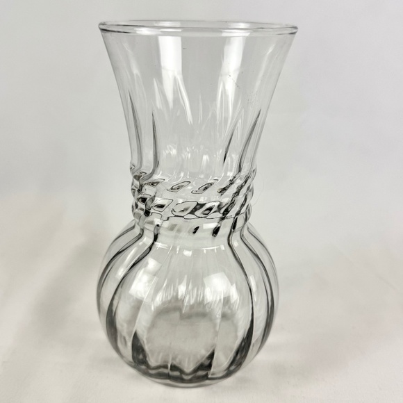 Vintage Clear Anchor Hocking Ribbed 6.5in Vase Mid Century Modern Excellent - Picture 1 of 11